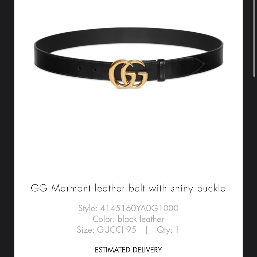 Gucci Black W Belt size 95 100% authentic guranteed